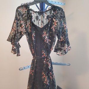 #455 Taylor Black Floral Dress Size 2